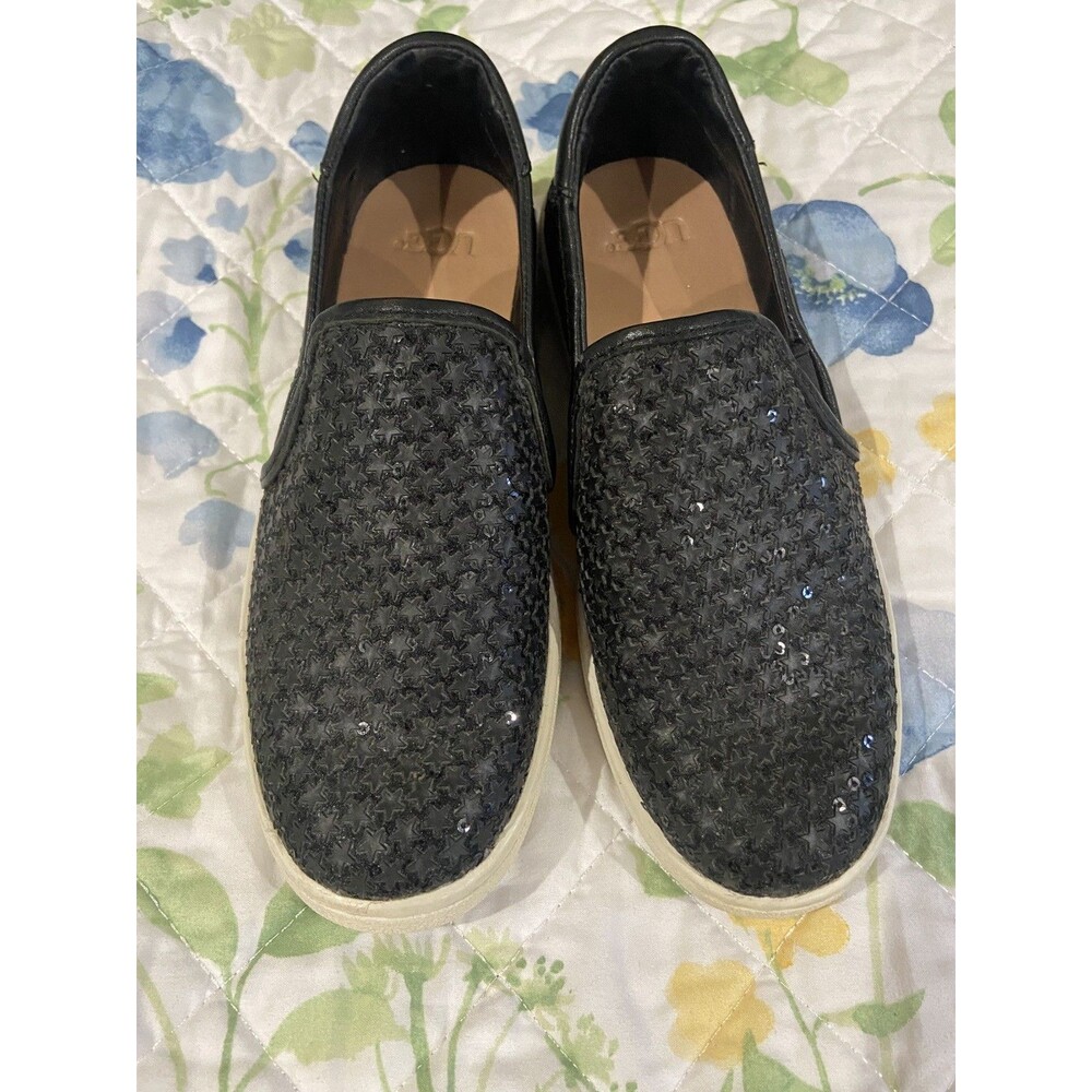 UGG Black/White Glitter Sparkle Stars Slip On Shoes Loafers Women’s US Size 5
